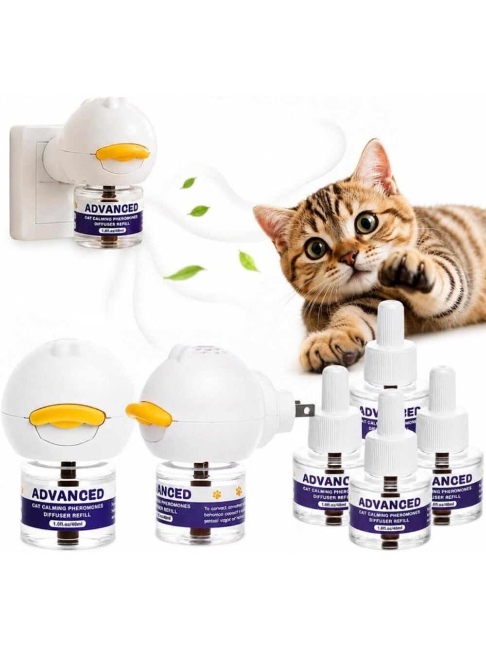 Calming Cat Diffuser Set - 120 Days Pheromone Plug-In for Stress Relief